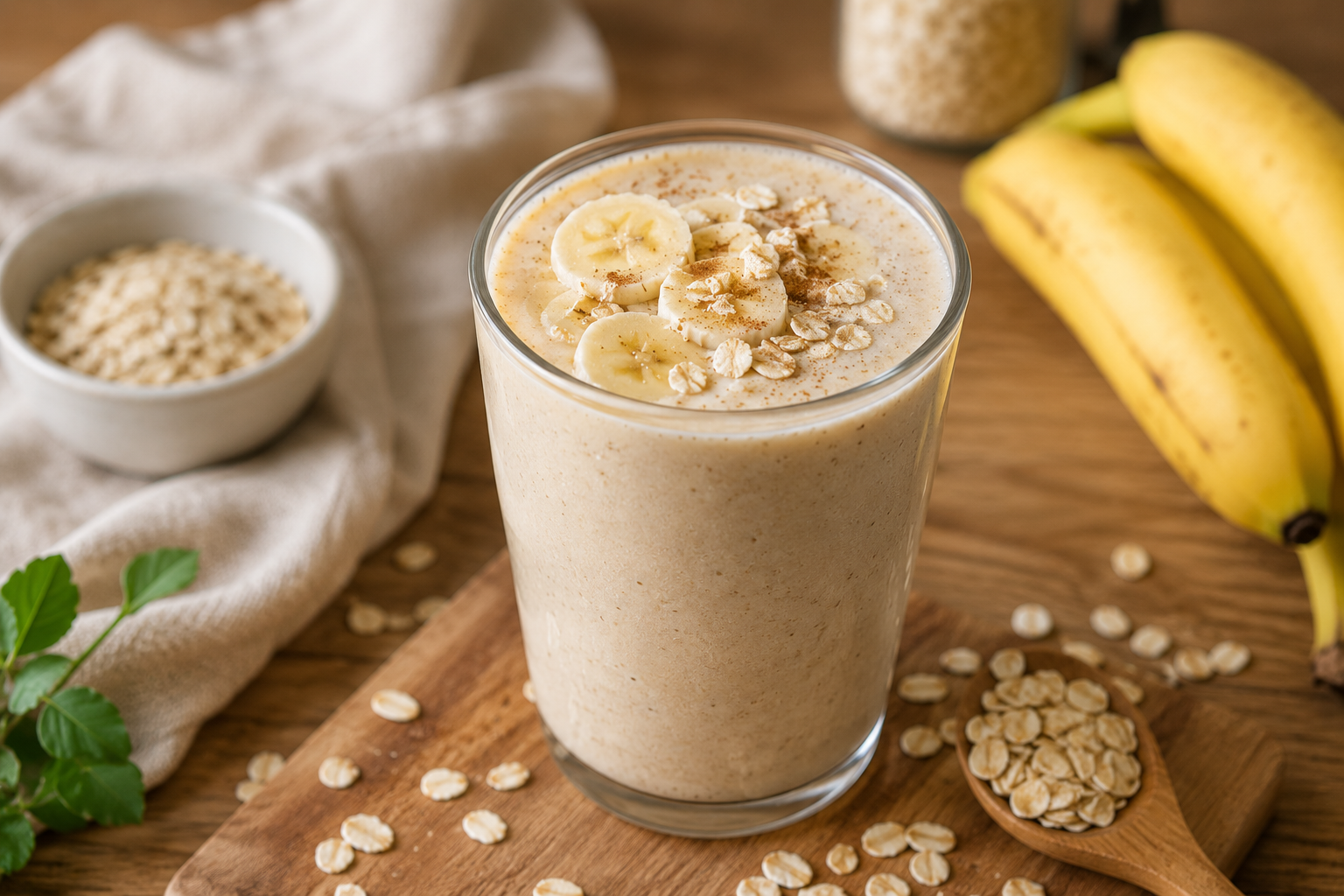 Smoothie banane-avoine au CBD : le petit-déjeuner gourmand et crémeux Image