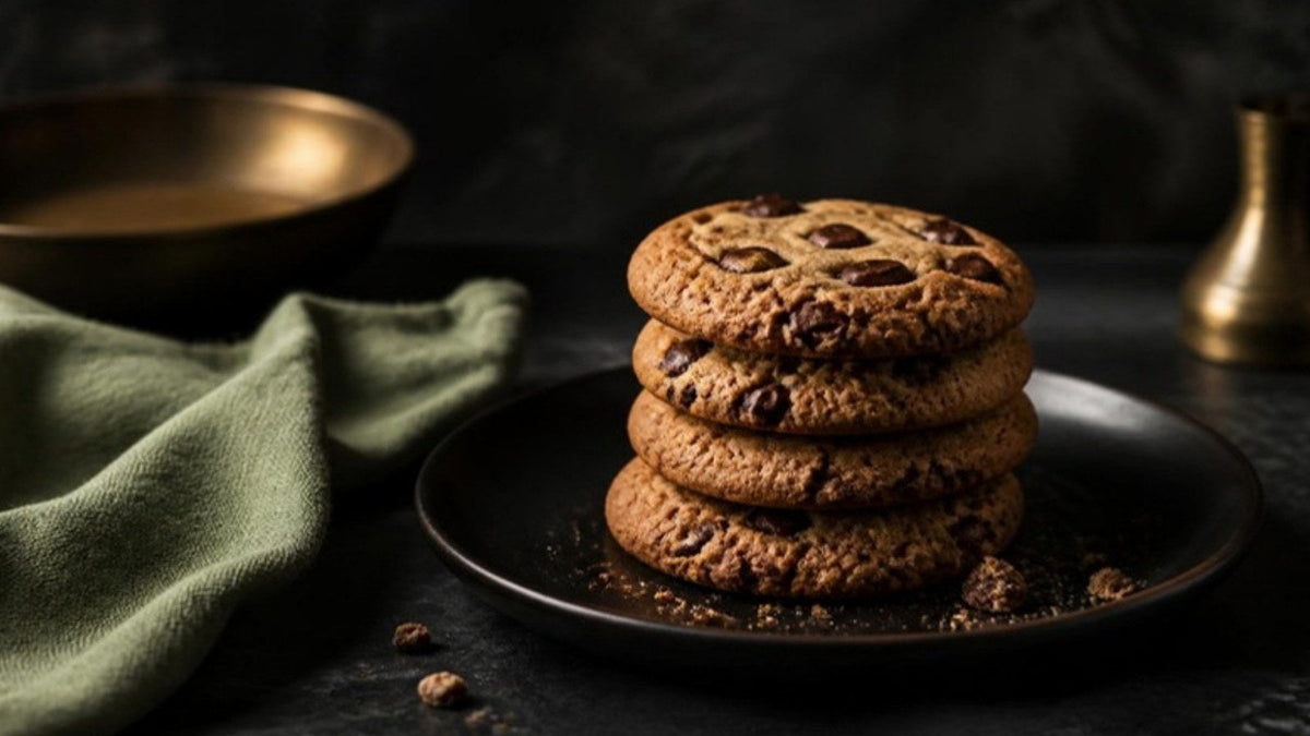 Pile de cookies aux pépites de chocolat, recette du Journal Calm&Co