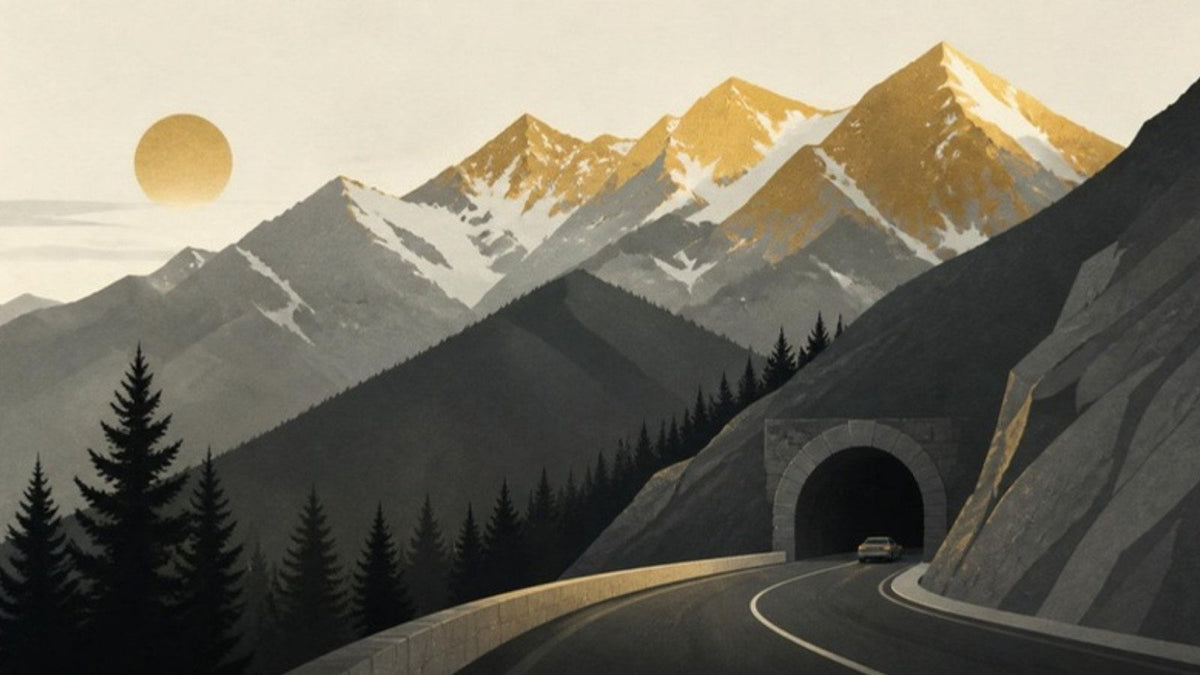 Route de montagne des Pyrénées menant à l'entrée d'un tunnel, article du Journal Calm&Co Image