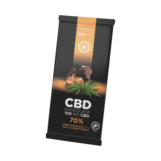 Chocolat Noir CBD 100 mg – Perles de Caramel Salé