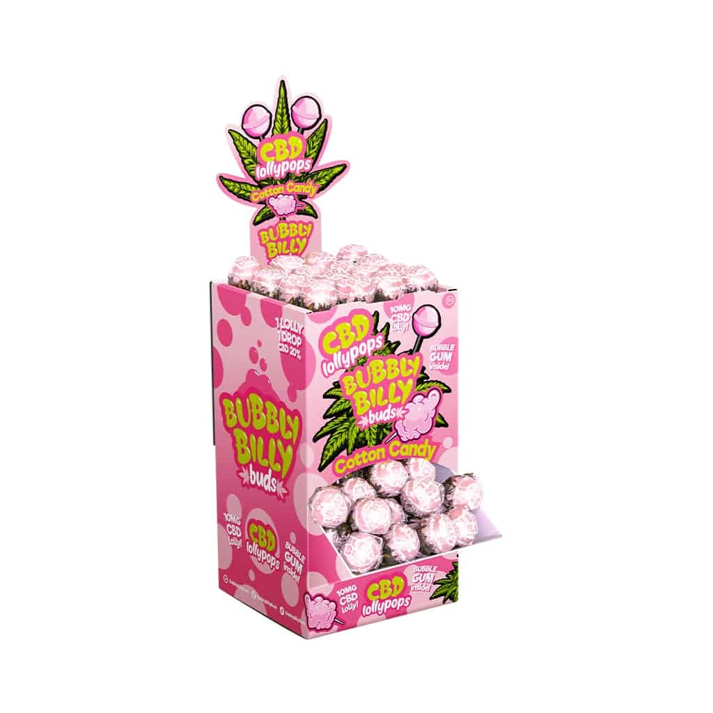 Bubbly Billy Buds – Sucettes CBD Barbe à Papa (10 mg) Calm&Co