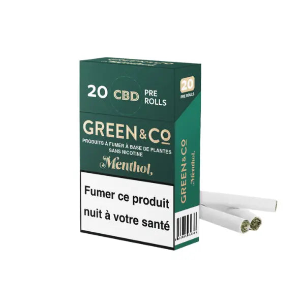 Green & Co - Cigarettes CBD Premium Menthe - 20 Pré-Roulés R-Labs