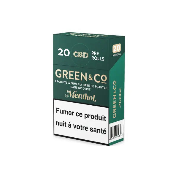 Green & Co - Cigarettes CBD Premium Menthe - 20 Pré-Roulés R-Labs