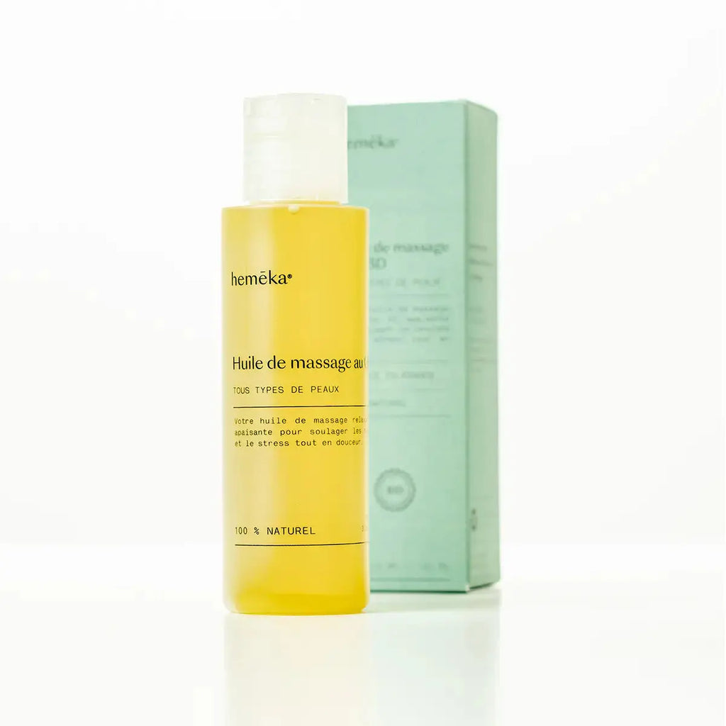 Huile de massage au CBD – Calm&Co x hemēka